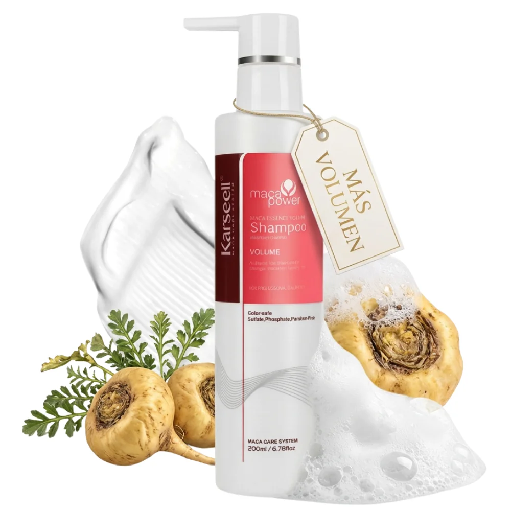 KARSEELL - Champú Voluminizador Cabello Fino Profesional Aumento Volumen Cuerpo Extra Fortaleza Hidratación Profunda Efecto Densidad Nutrición Natural Brillo Suave Antifrizz Limpieza Profunda