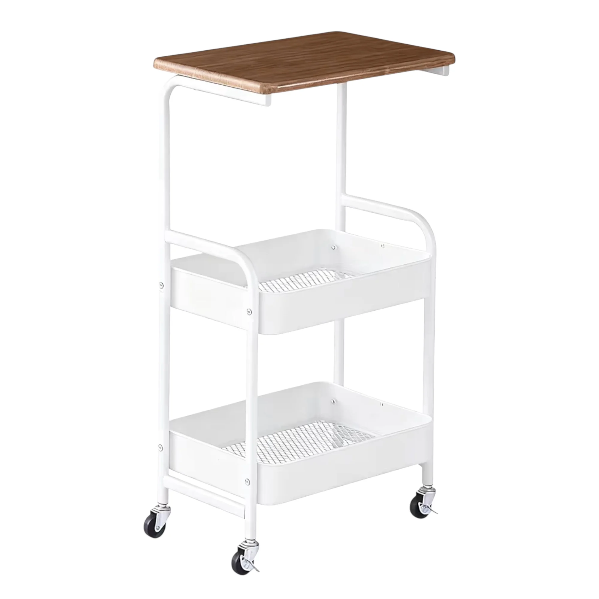 Mikomika Carrito con ruedas de 3 niveles, carrito de almacenamiento con ruedas, para cocina, salón, baño o balcón, estructura estable, acabado fácil de limpiar (blanco o negra)