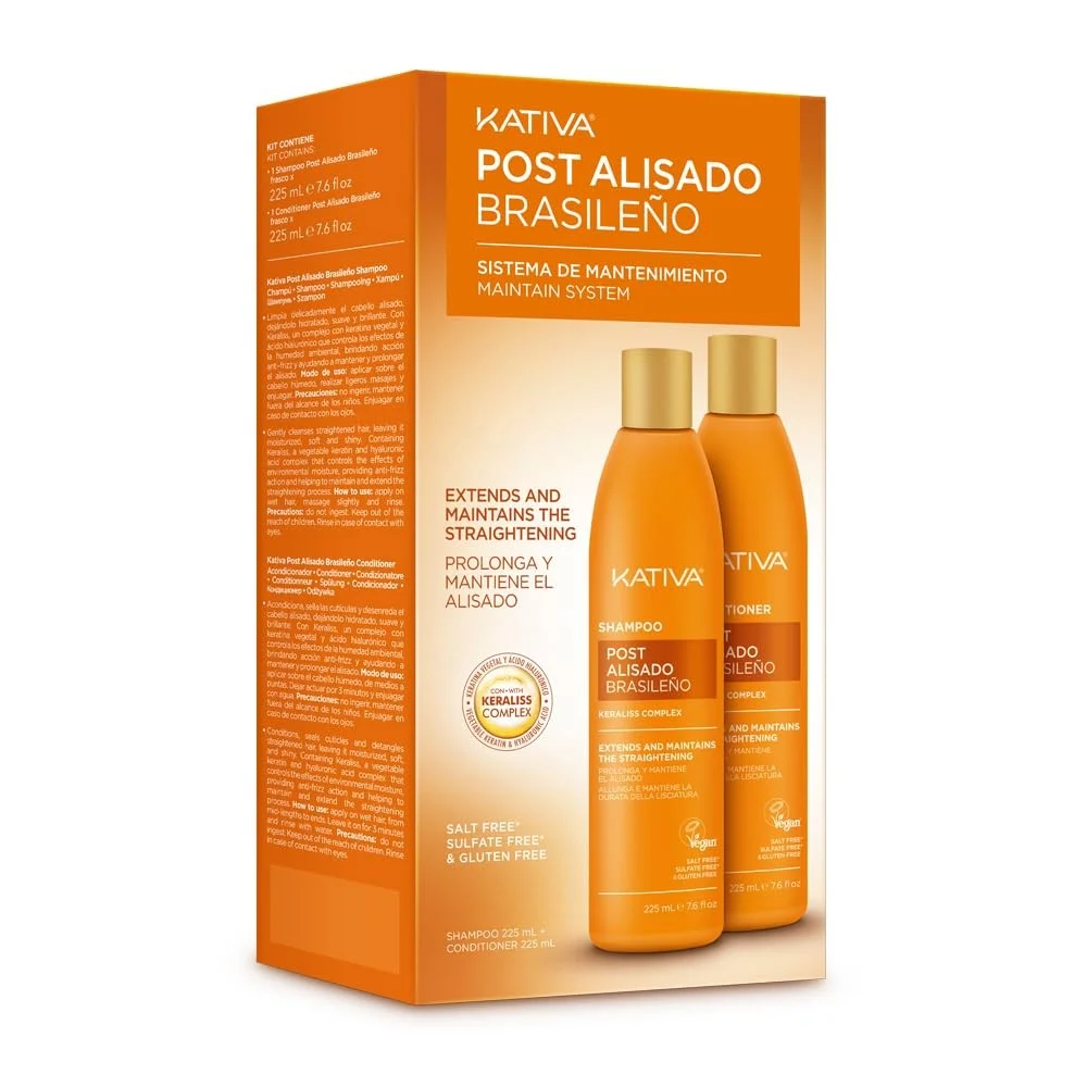 KATIVA post alisado brasileño sistema de mantenimiento Champú+Acondicionador 255ml