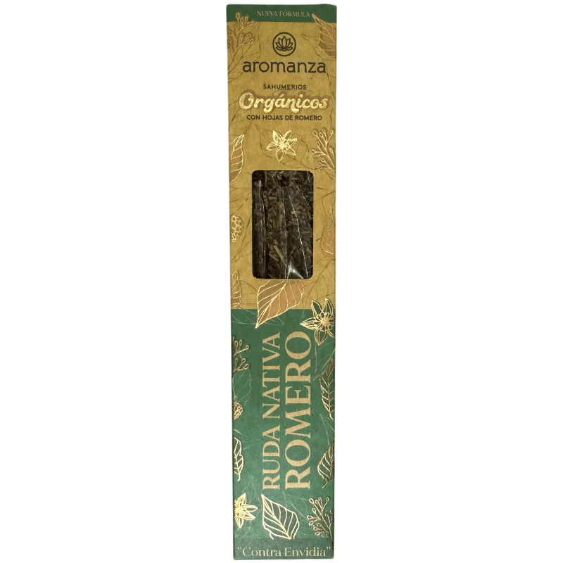 Organic sahumerio ruda nativa and rosemary with rosemary leaves aromanza argentina - 6 natural sticks - against envy
