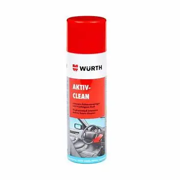 Espuma Activa de Limpieza Interior 500ml - Würth - Aktiv-Clean – Limpiador Intensivo con Aroma Afrutado para Tapicería, Plásticos, Vinilo y Superficies del Vehículo – Acción Antiestática y Secado