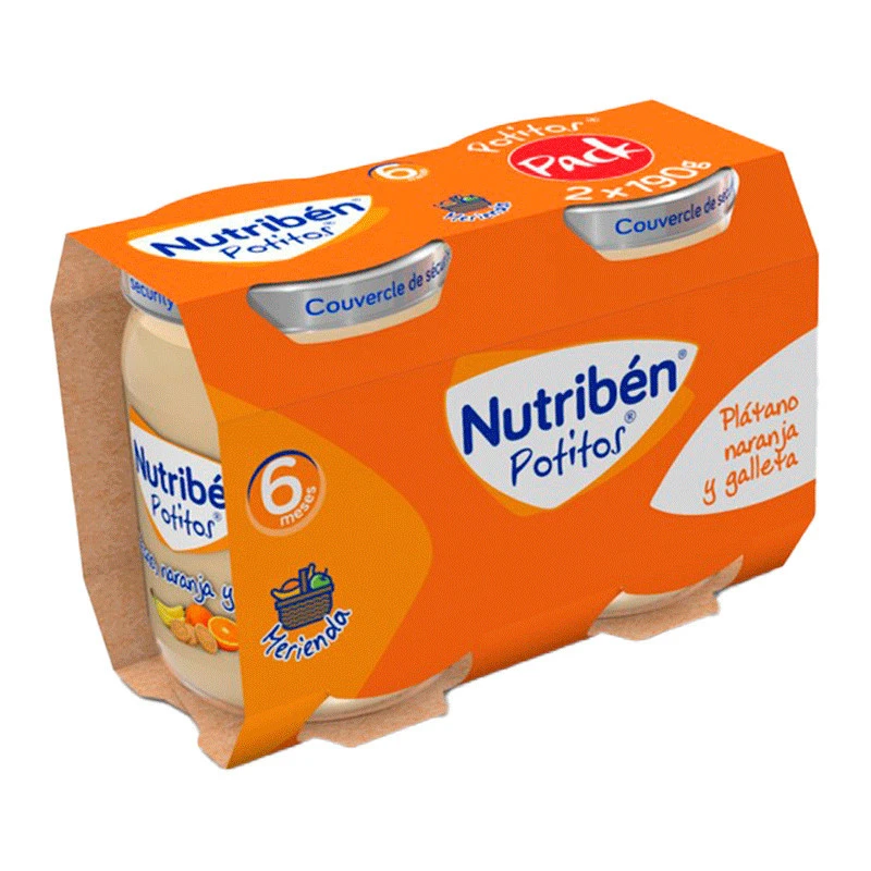 NUTRIBEN POTITOS PACK PLATANO, NARANJA Y GALLETA 2 X 190 G