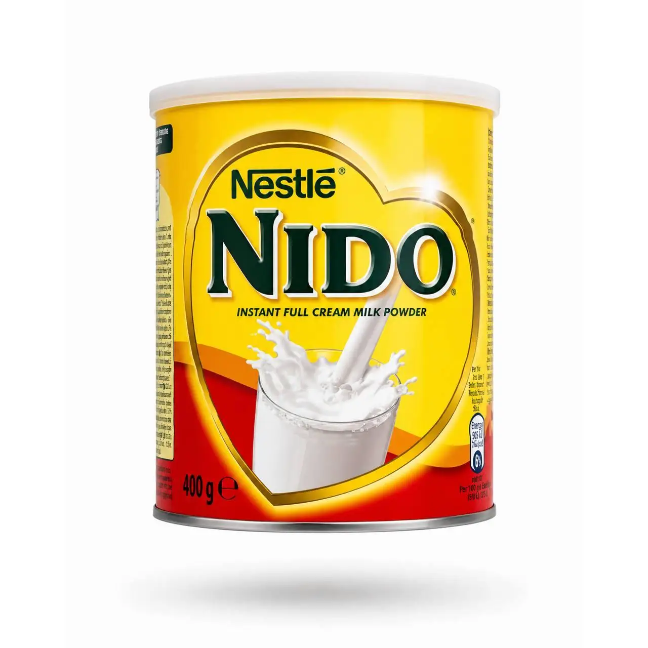 Nestlé Nido Leche en Polvo Entera - Crema Instantánea para Bebidas de Café y Té con Vitaminas y Minerales Añadidos y Sin Conservantes ni Colorantes - Lata de 400 g