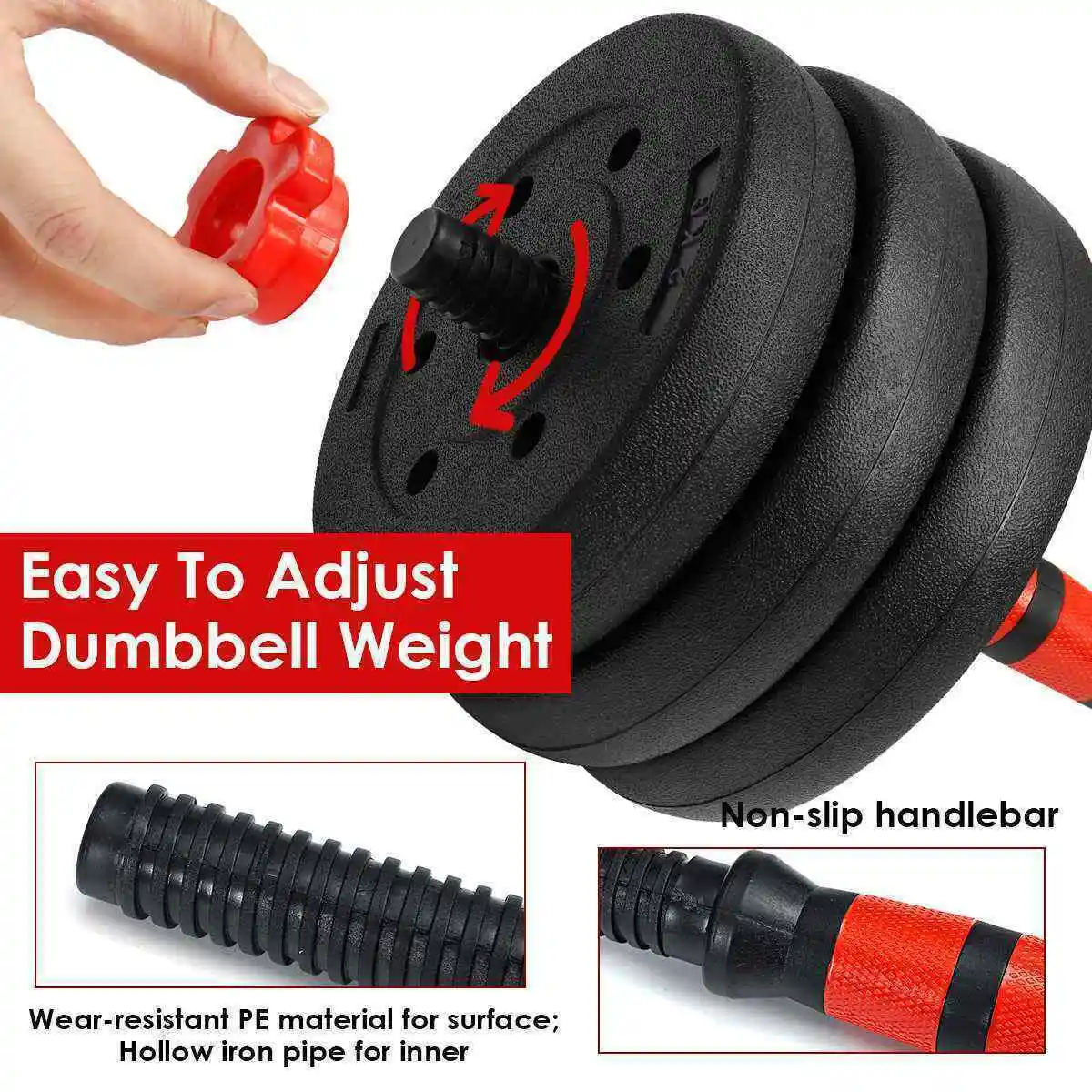 Allinlife 6 in 1 adjustable dumbbell set, 10kg, 15kg, 20kg, 30kg, 40kg, 50kg, exercise equipment, sports supplies to build, lose weight, complete body workout without leaving home (get gift gloves)