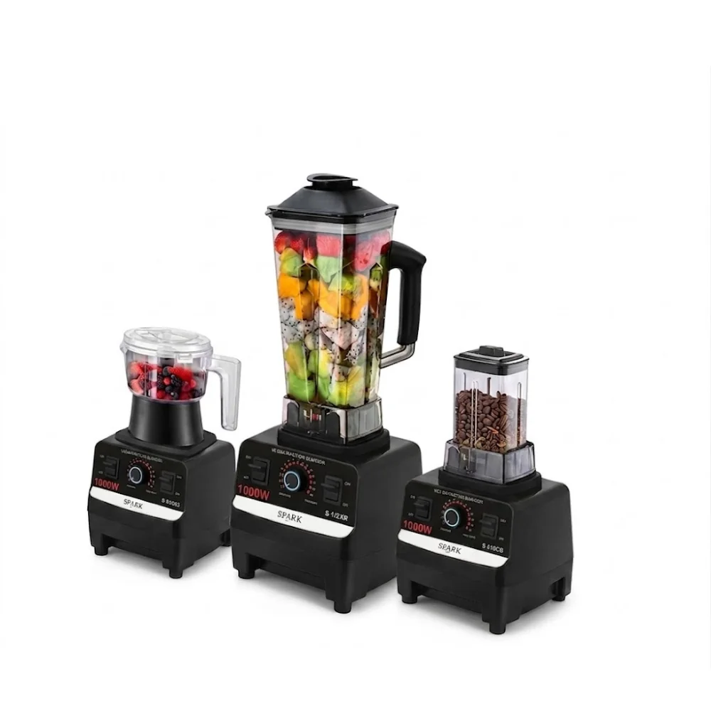 Batidora de Vaso Multifunción SPARK Profesional - Sistema 3 en 1 con Molinillo, Picadora y Batidora, 1000W de Potencia y Capacidad de 2 Litros