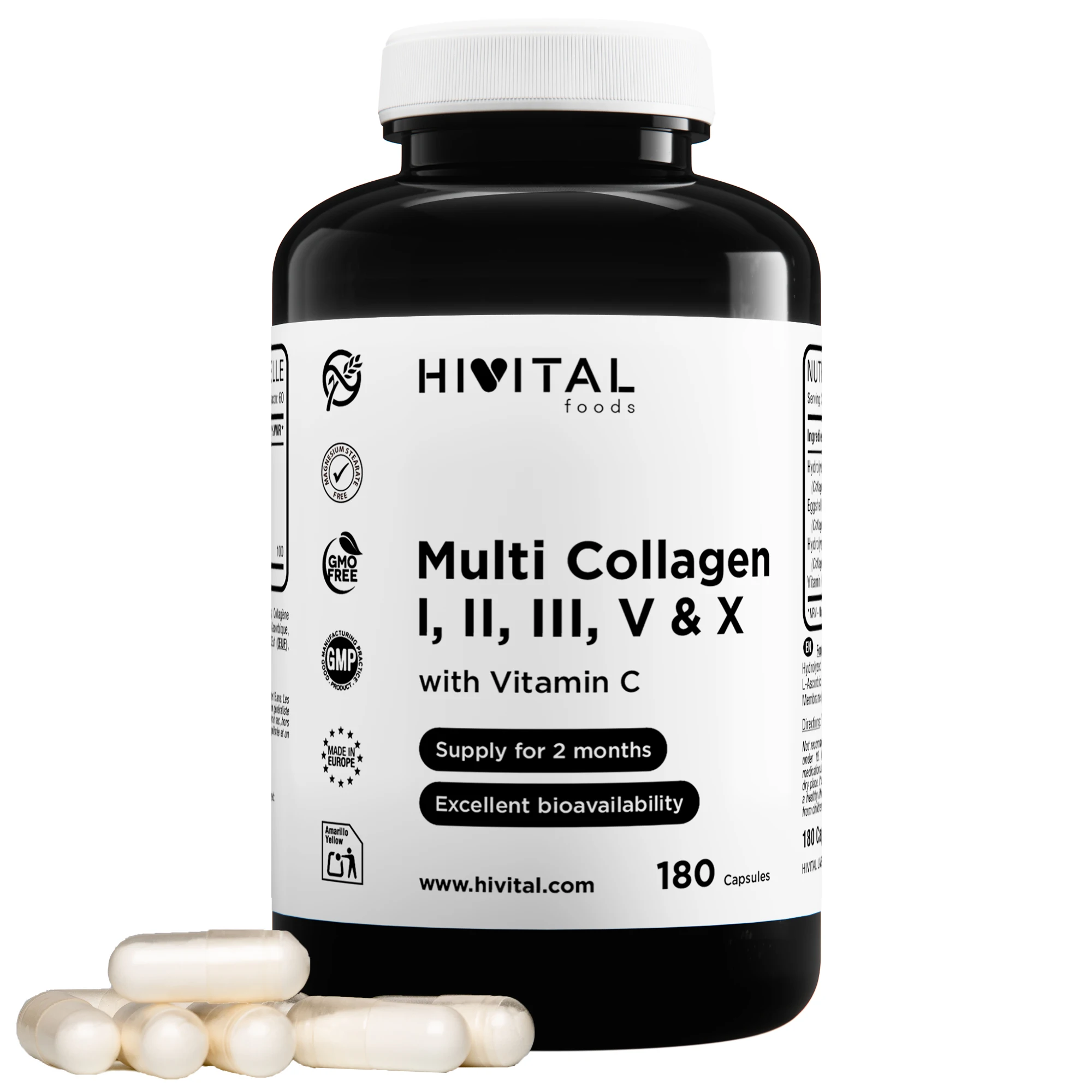 Multi Colágeno Hidrolizado | 180 cápsulas. Hivital