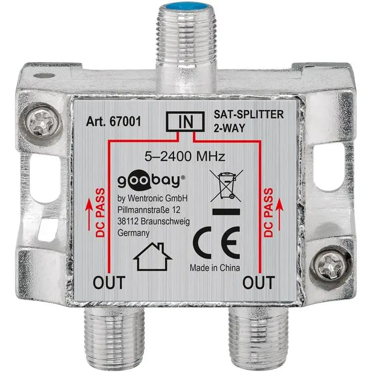 Wentronic 67001-GB Atenuador de señal satelital (1 entrada y 2 salidas, 100 dB, 5-2450 MHz) (importado)