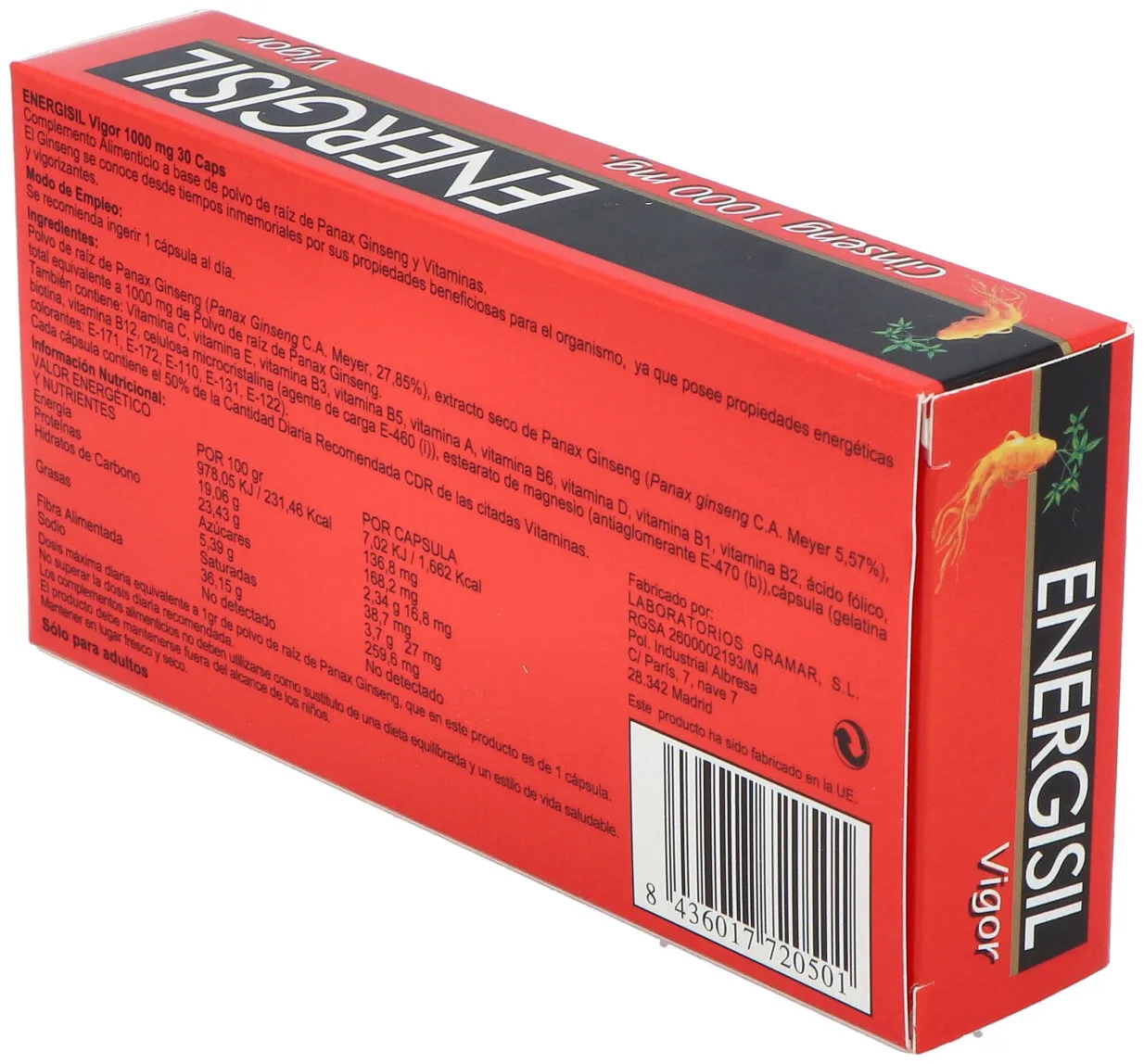Energisil Vigor  Ginseng 1000 Mg 30 Caps