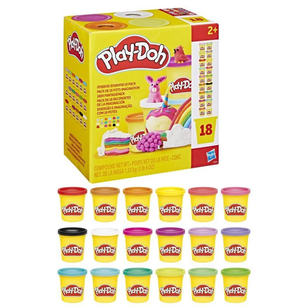 Pack of 18 play-doh hasbro jars (plasticine g05225l0)