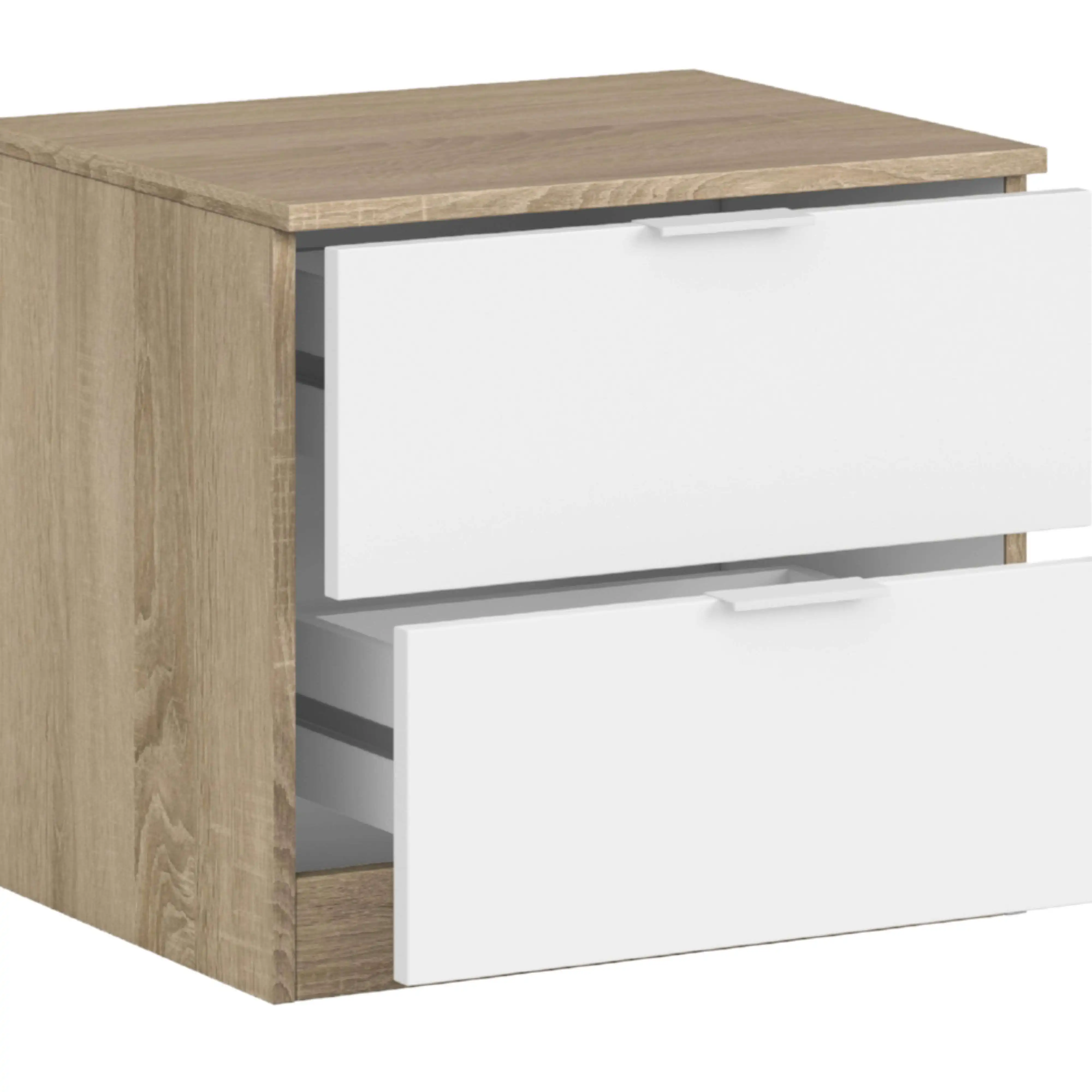 Headboard with Luca White and Oak Table