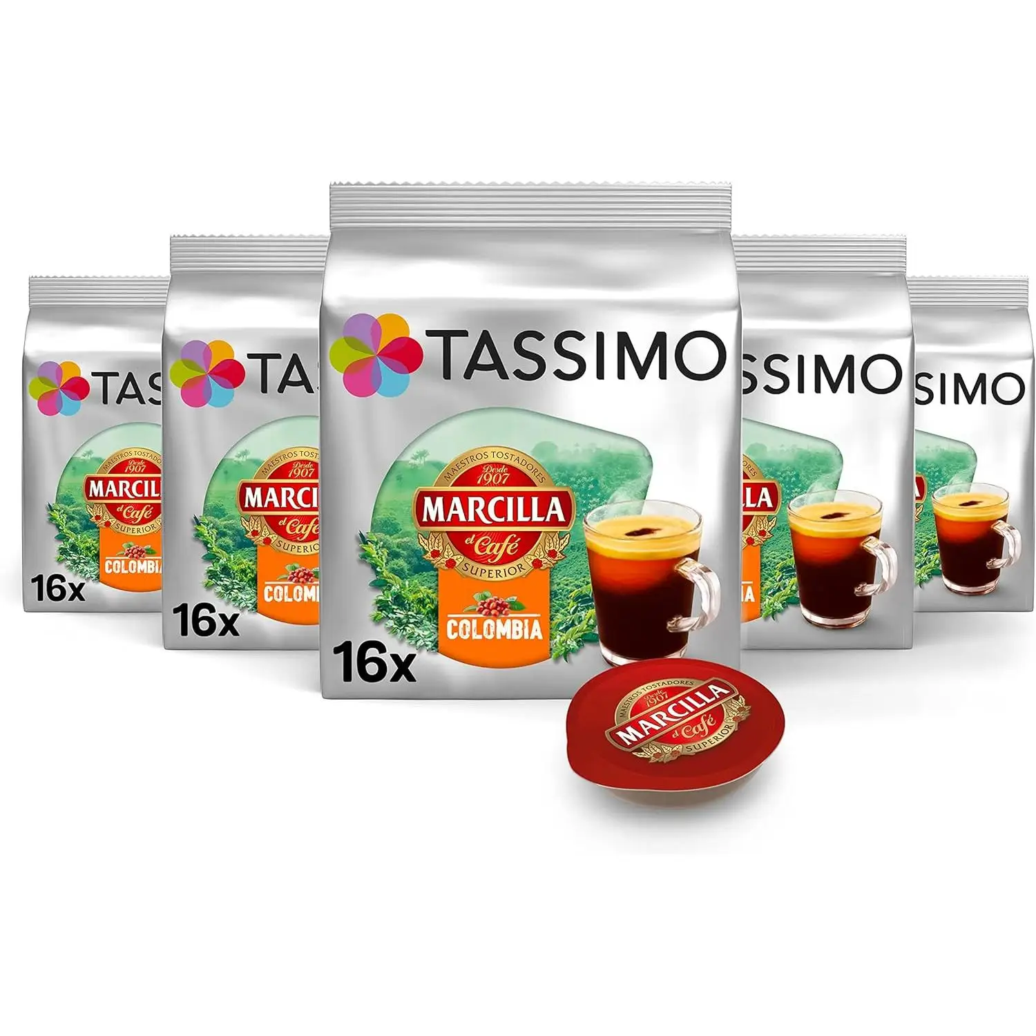 TASSIMO MARCILLA Colombia coffee capsules-5 packs of 16 capsules