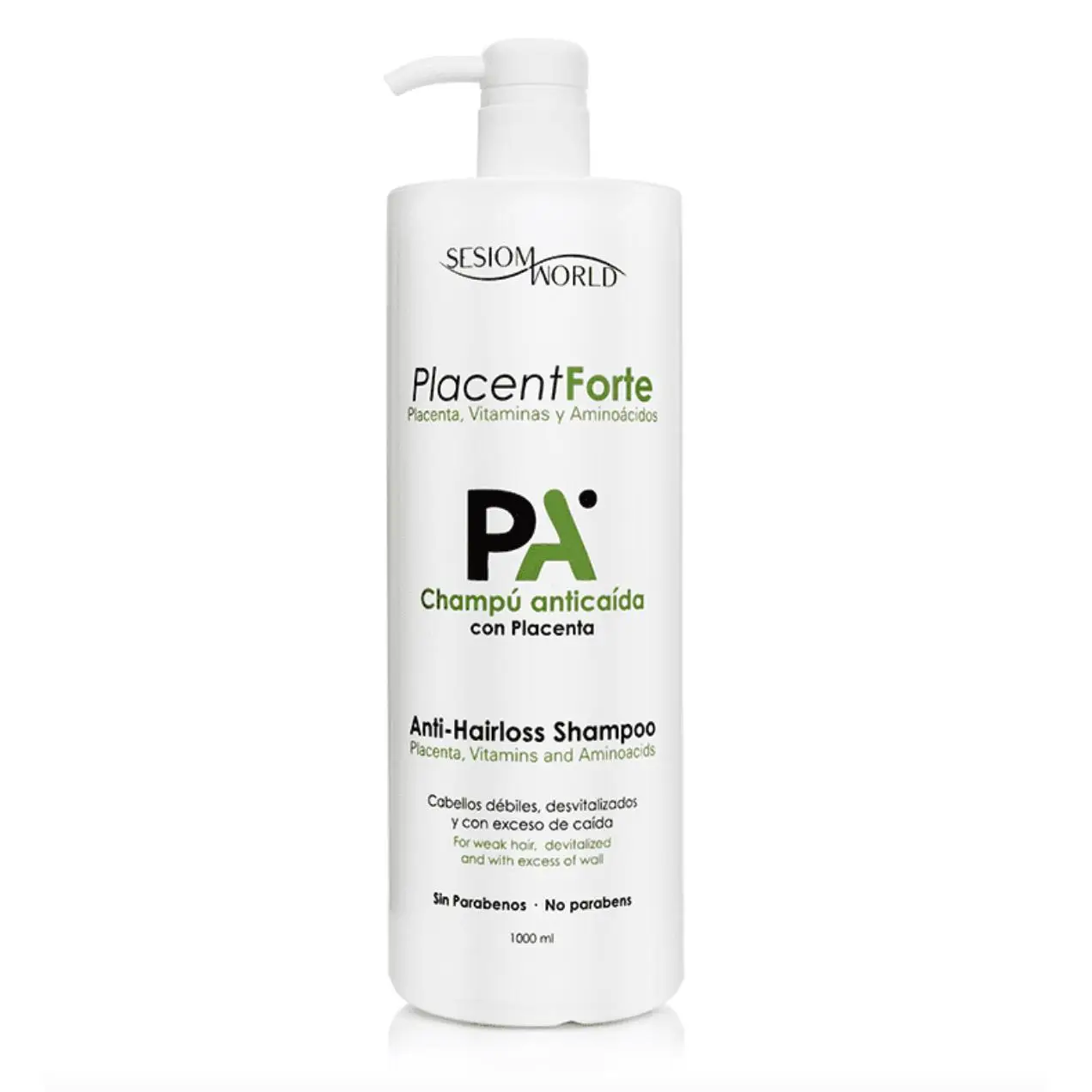 PLACENTFORTE CHAMPÚ ANTICAÍDA PLACENTA VITAMINAS Y AMINOÁCIDOS