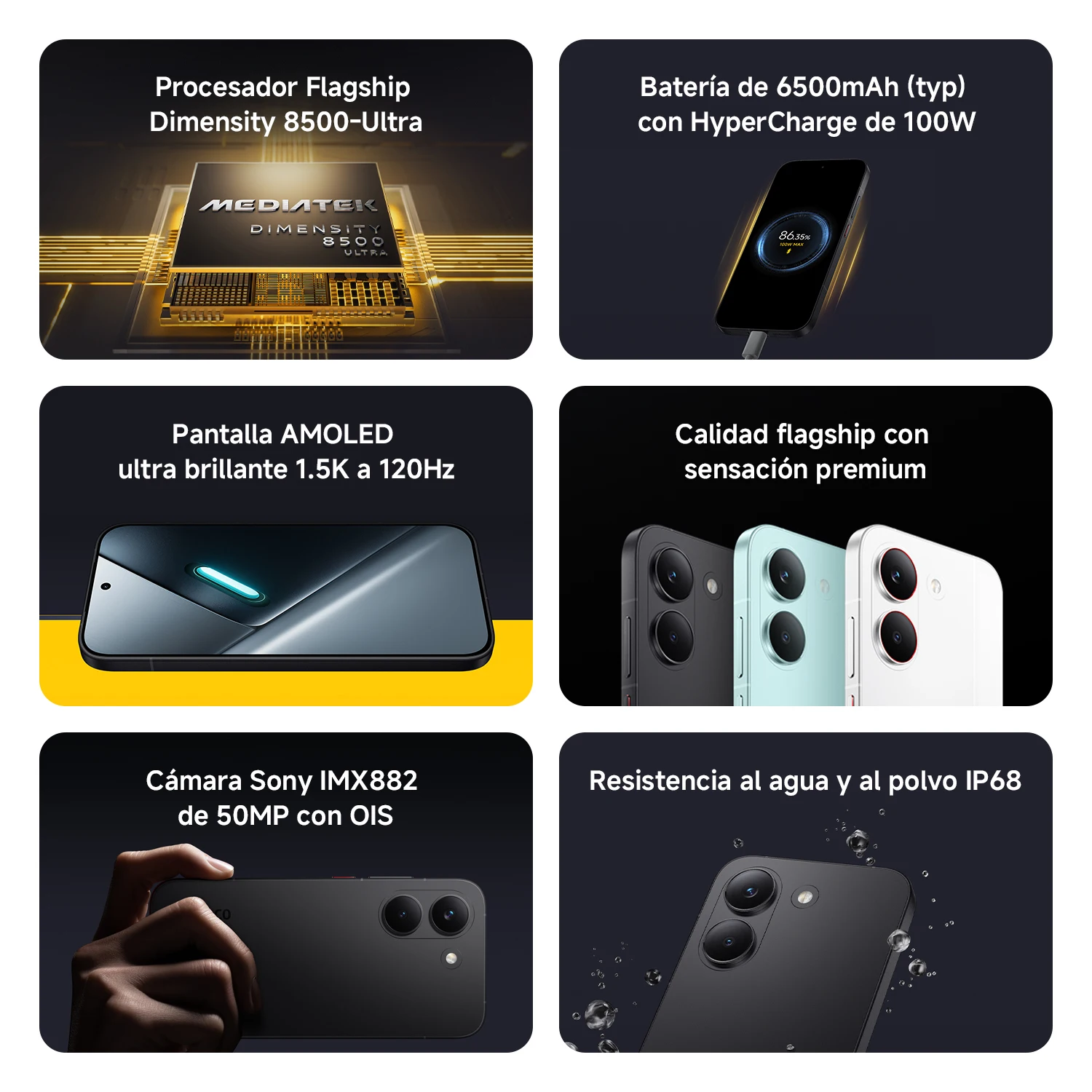 Official | POCO X8 Pro, Procesador flagship Dimensity 8500-Ultra, Batería de 6500 mAh (typ) con 100 W HyperCharge, Pantalla AMOLED ultra-brillante de 1,5K y 120 Hz, Calidad flagship con acabado premium 3