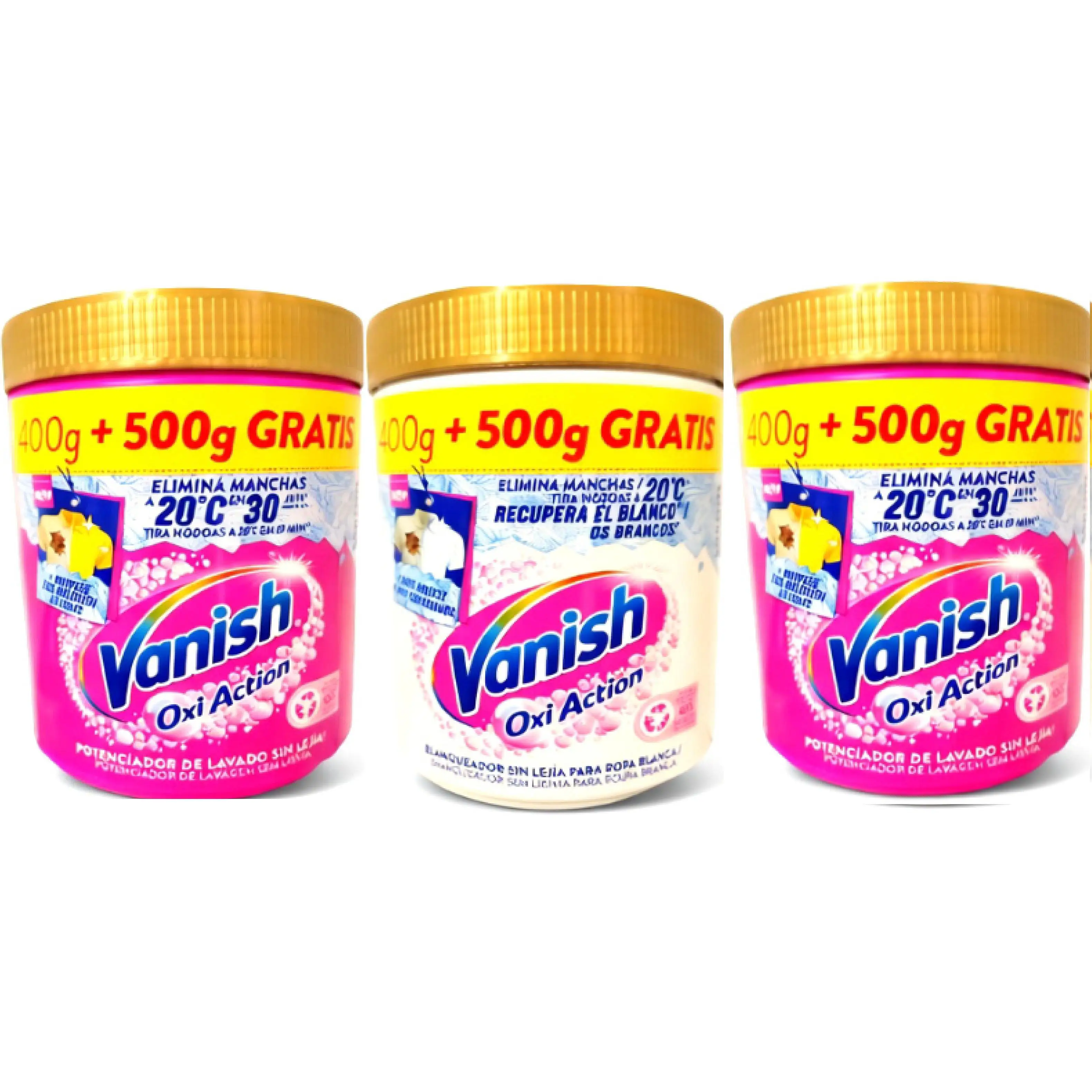 Vanish Oxi Action PACK3(900gr por envase) Quitamanchas Ropa Blanca y de Color) Pack 3