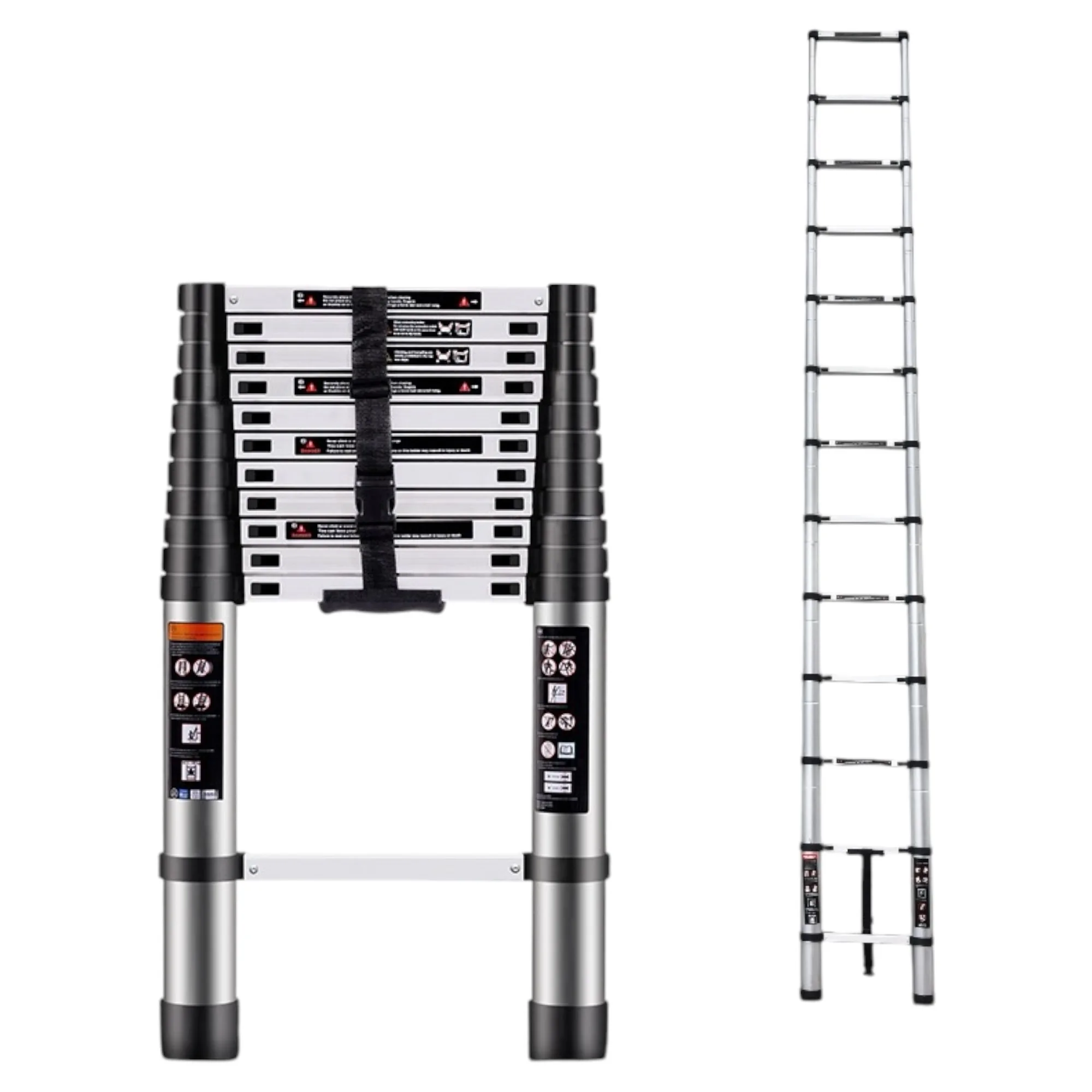 Escalera Plegable Aluminio Material de Alta Calidad y Duradero -Desde 2.0 metros Hasta 4.4 metros - Distintas Alturas Disponibles, Escalera Telescpica de Aluminio Multiusos EN131
