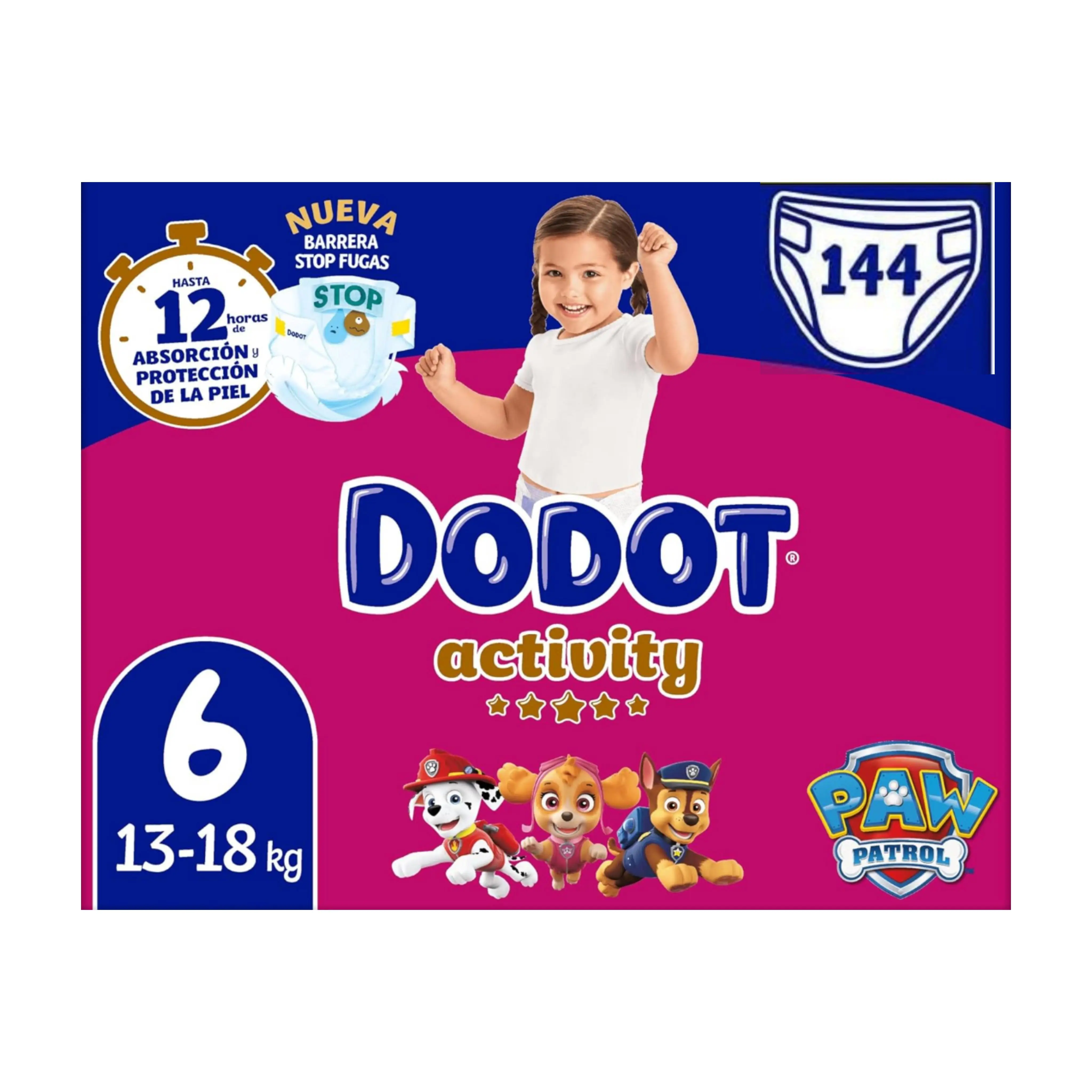 Dodot Activity, Pañales Talla 6, 13-18 kg, Pack Ahorro 144 Unidades
