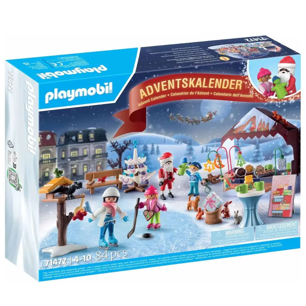 PLAYMOBIL (71472) Calendario de Adviento Viaje al Mercado navideño con Papa Noel (Santa Claus) con 24 sorpresas, Christmas, novedades 2024