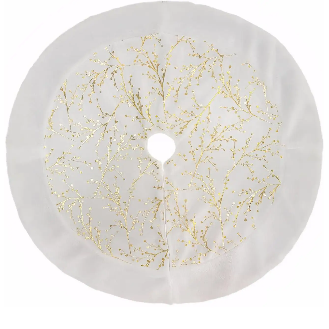 Faldón para Árbol de Navidad 90 cm – Cubre Base Grande de Peluche Blanco – Decoración Navideña Esponjosa para Hogar, Fiesta y Regalos