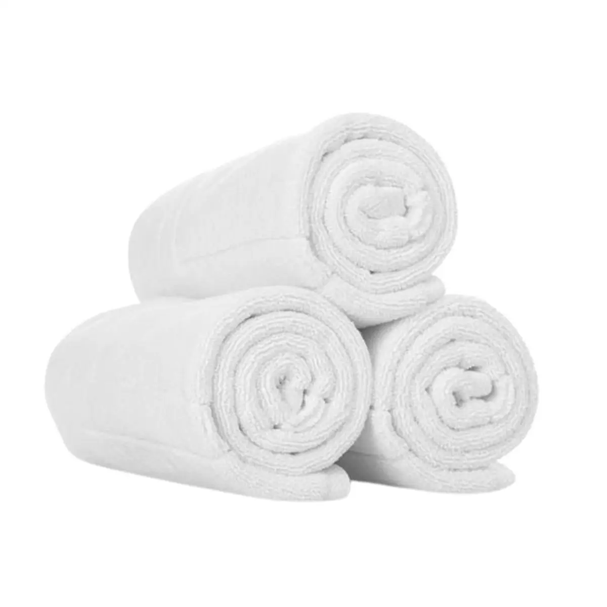 Toalla de lavabo (pack de 6 unidades) Toalla de manos o aseo 50x100 blanco  450 gr/m2  100% algodon, tacto suave, absorvente y de secado rápido, para hoteles, residencias, piscinas, viajes