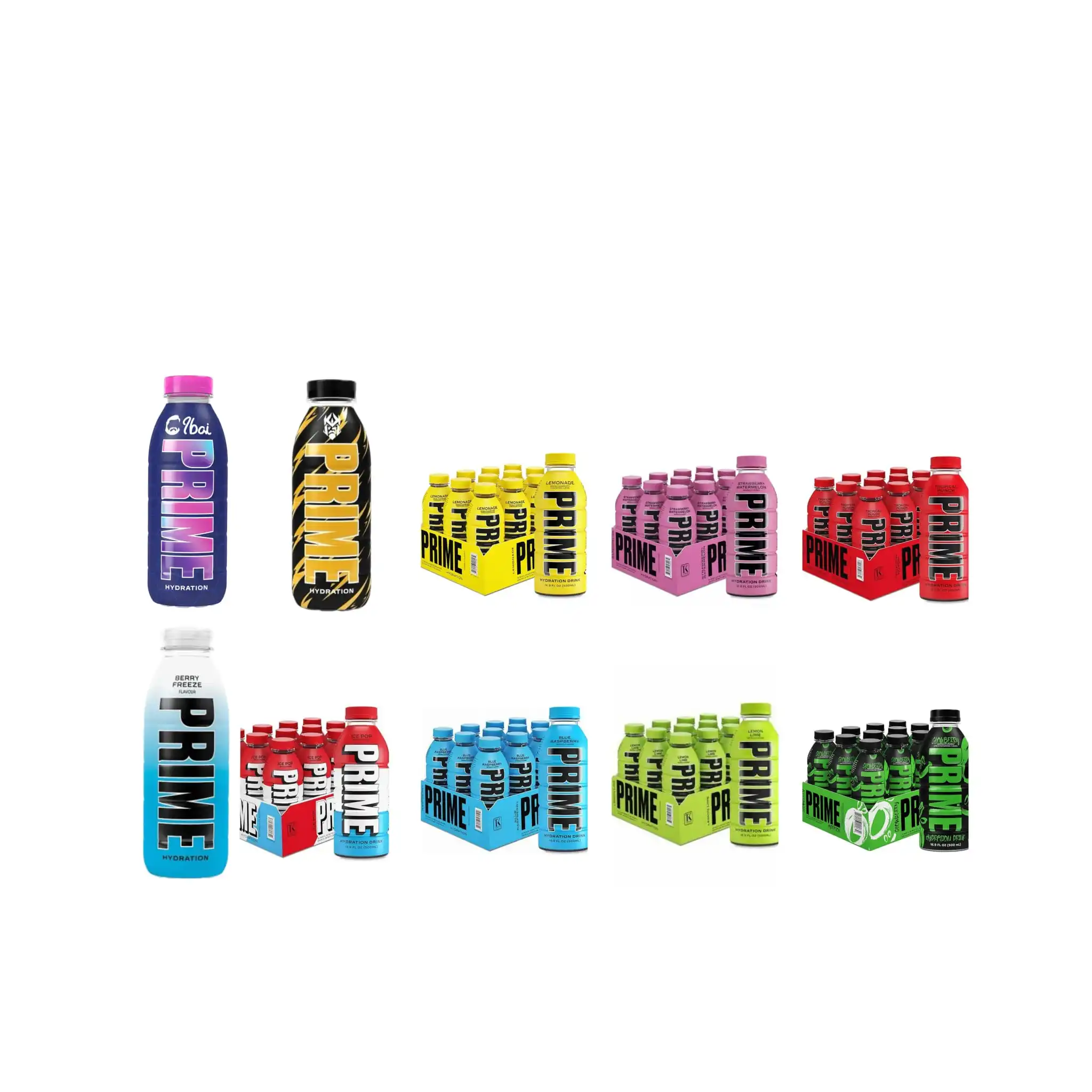 PRIME BEBIDAS 4-6-8Botellas Hydration ENERGETICA DEPORTIVA 500ML SURTIDOS DE SABORES ISHOWSPEED LEMONADA,GLOWBERRY,KINGS WORLD CUP,BLUE RASPBERRY,ICE POP,LIMA LIMON,TROPICAL PUNCH,BERRY FREEZE,IBAI,MODELOS DIFERENTES A ELEGIR