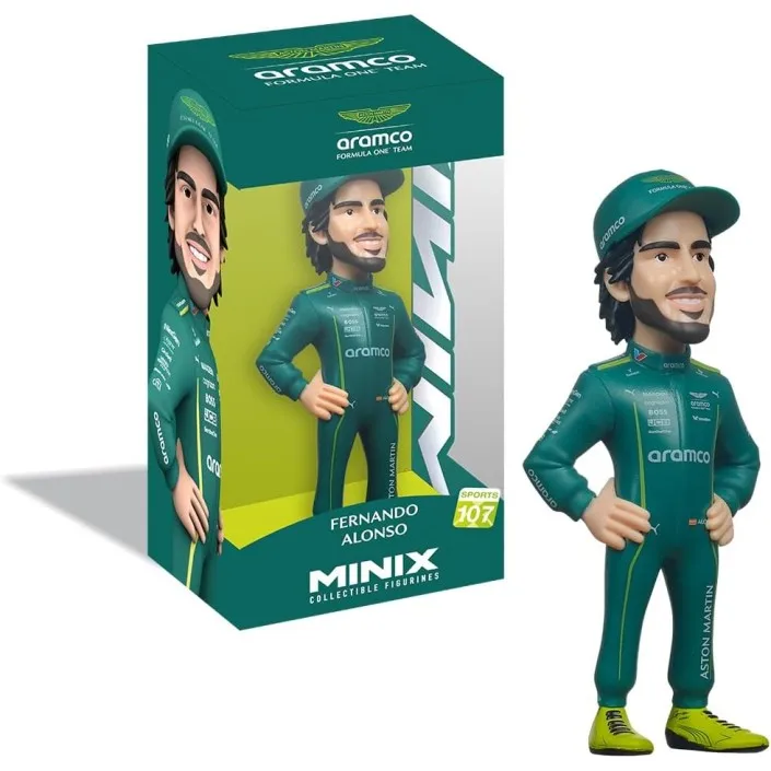 Minix formula 1 aston martin fernando alonso figure model 107 - original - collectible miniature figures for display - gift idea - official merchandise - toys for children and adults - fans