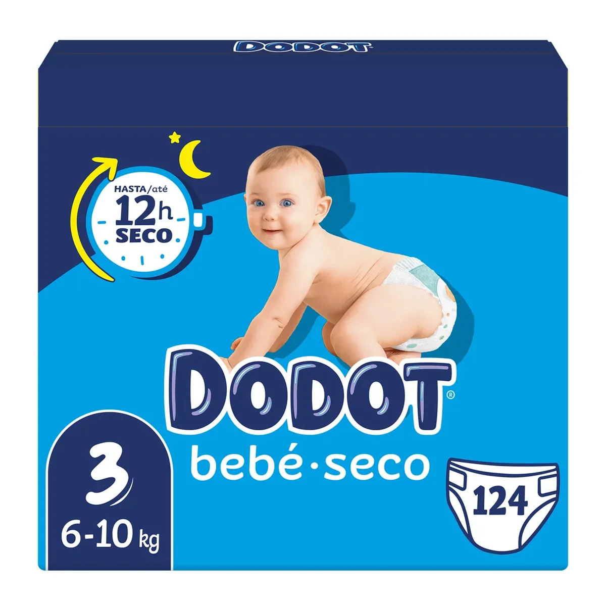 Pañales DODOT Bebé-Seco de 6 a 10 kg talla 3 - 124ud (2x62ud)