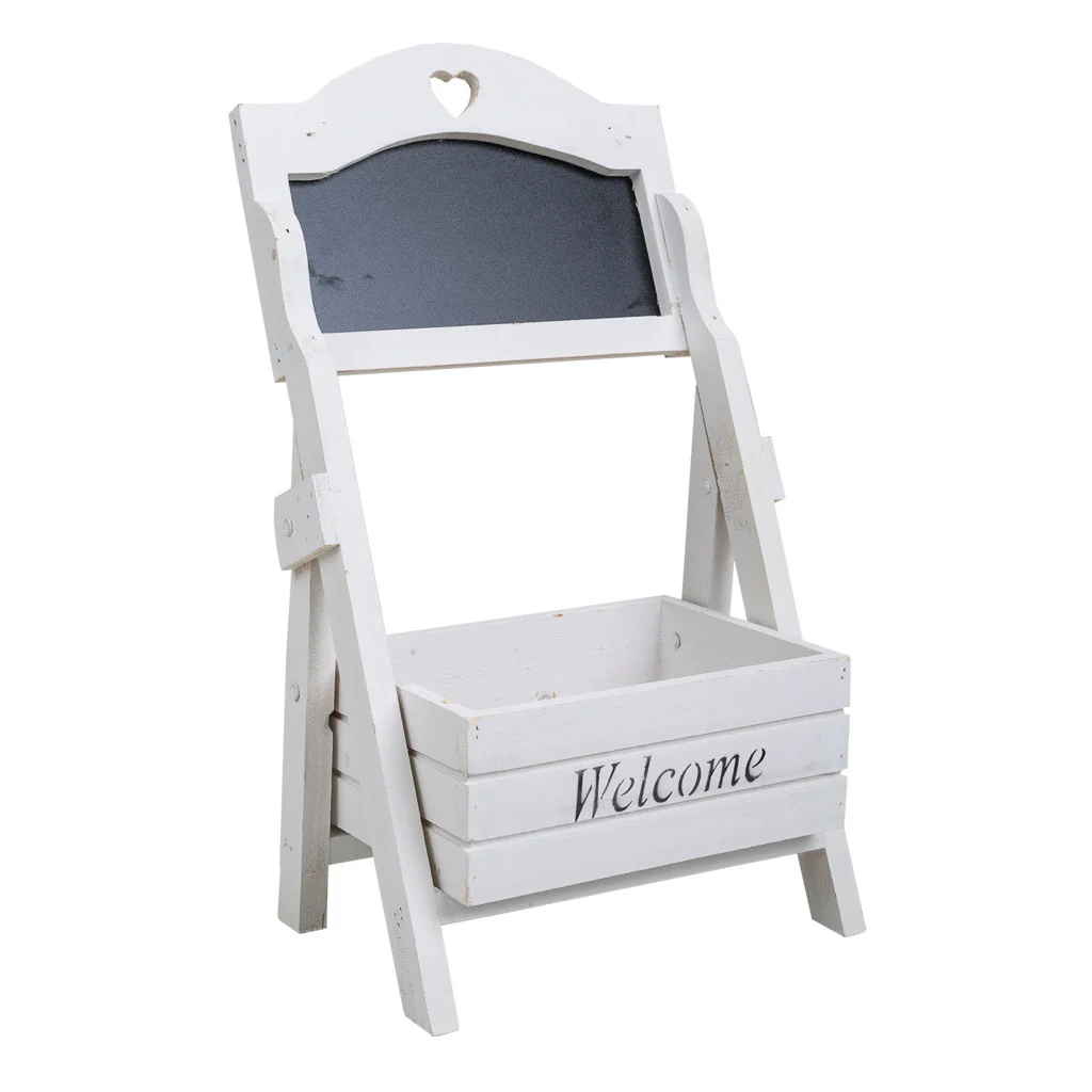 WANDERLUST DECO Cesto de madera con pizarra blanco 26x16x43h cm.Tiene 1 puerta