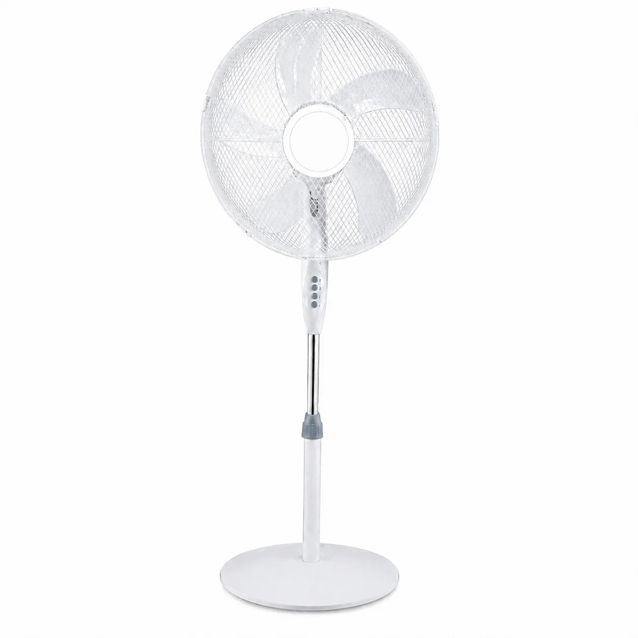 Ventilador de Pie 45W con 3 Velocidades, Altura Ajustable, Oscilación Horizontal 75° y Vertical 30°, Ventilador Silencioso 43 cm, 220-240V