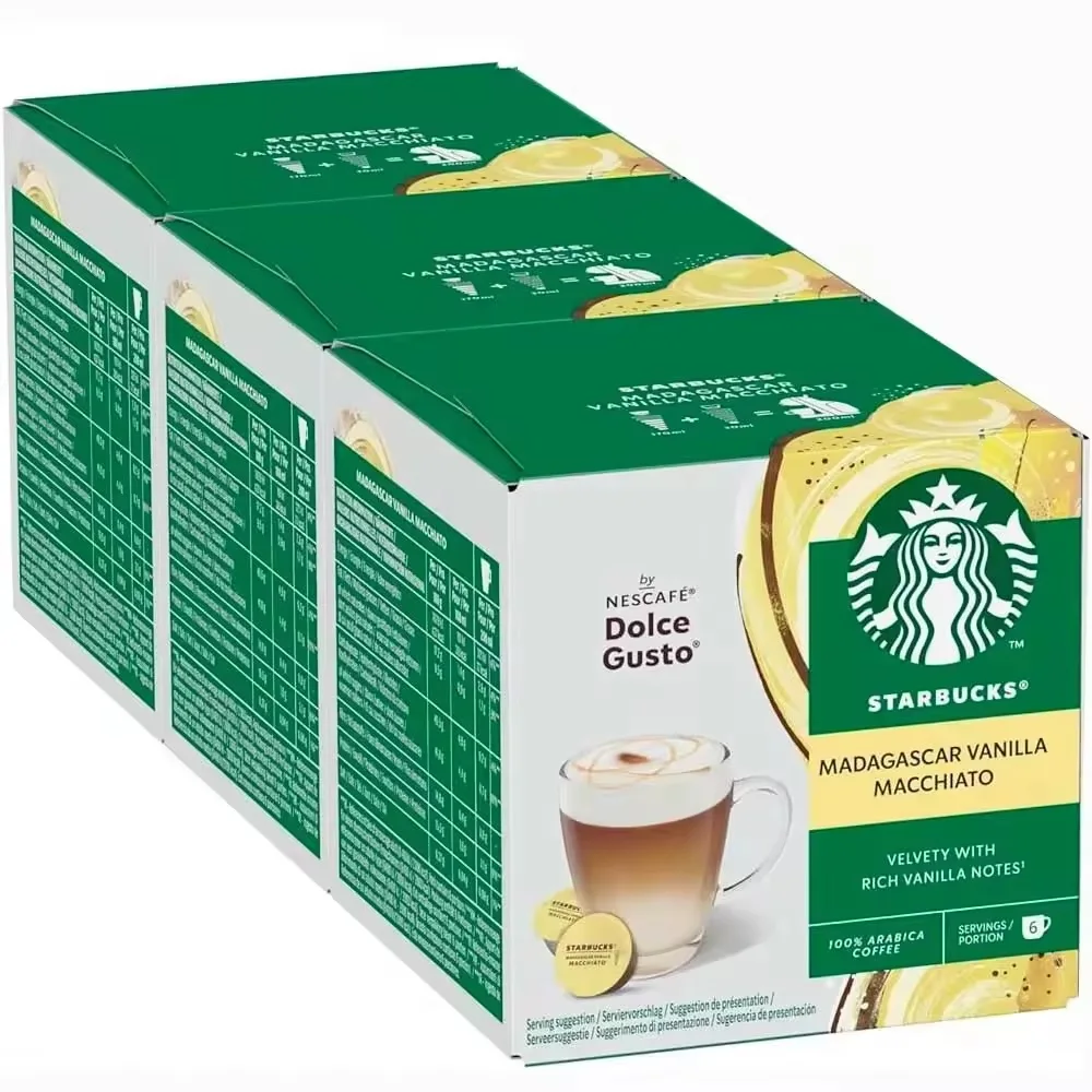 STARBUCKS Vanilla Latte Macchiato De Nescafe Dolce Gusto Cápsulas De Café, 36 Unidades (Paquete de 3x12 capsulas)