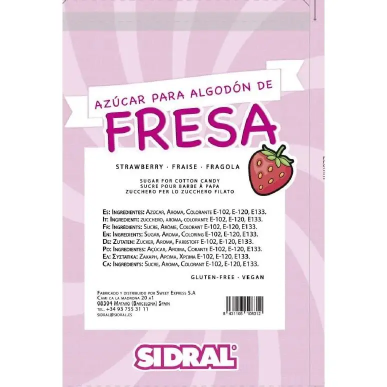 Sidral Strawberry |   Cotton Candy 1200 Gr (200Gr. Free)