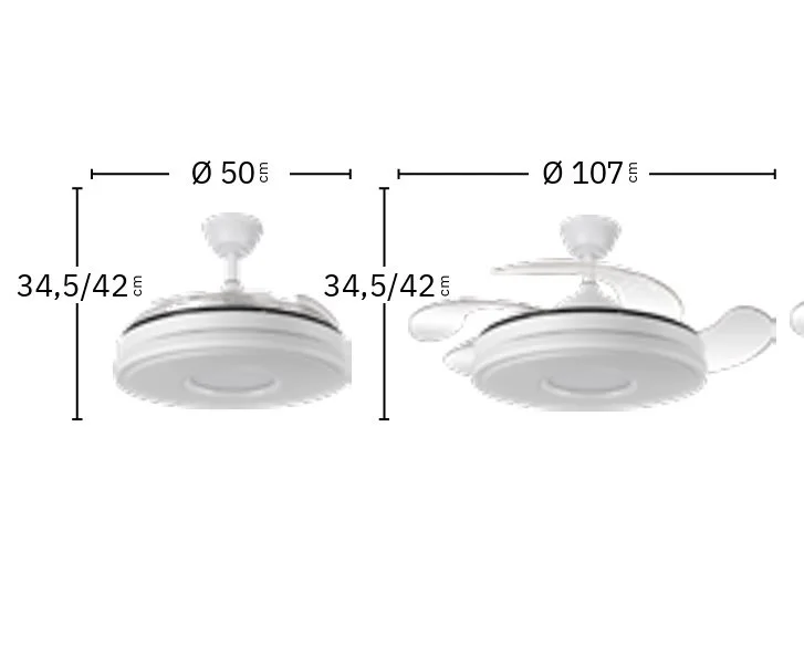 Dani fabrilamp leather fan 107cm with low-consumption dc motor powered by remote control - retractable blade fan with cct led light opens