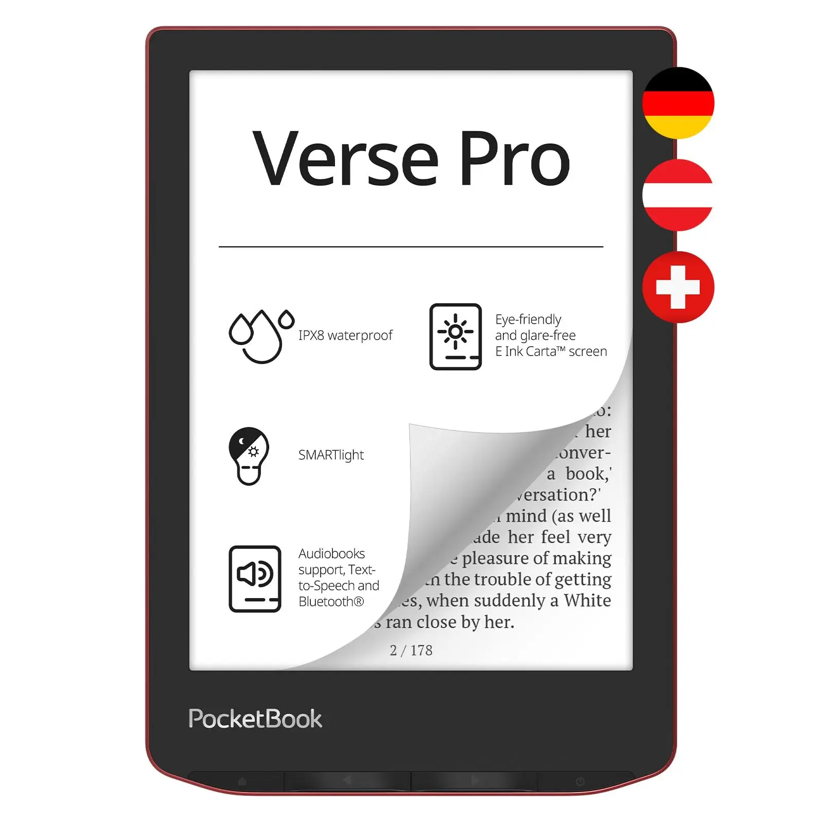 PocketBook eBook reader Verse Pro 16 GB memory IPX8 Bluetooth e-ink display 15,2 cm (6 inch) red