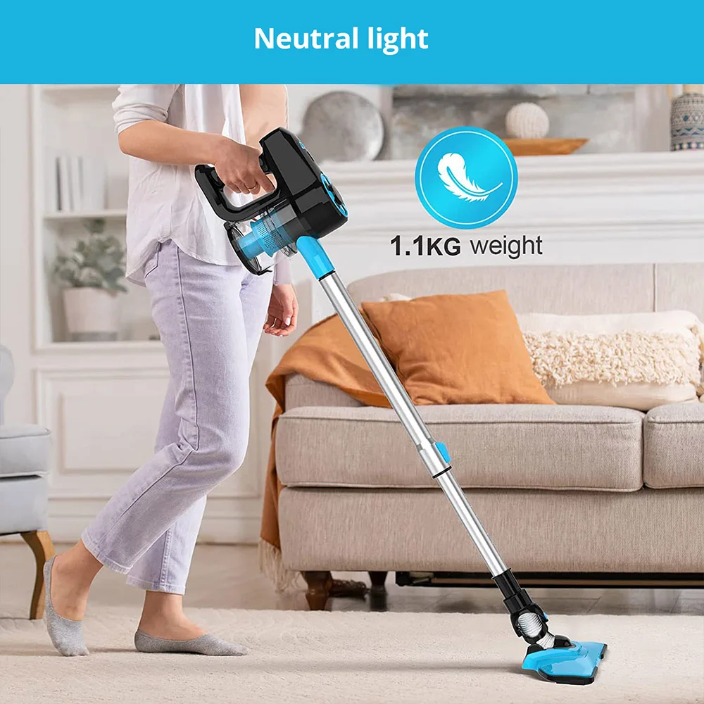 YISORA N3 23kpa Powerful Suction Cordless Vacuum Cleaner Automatic Foot Vacuum Cleaner 0.7L Dust Cup 40 Minutes Operating Time 2200mah 70db Noise Level 180 ° Flexible wand 6 in 1 light stick