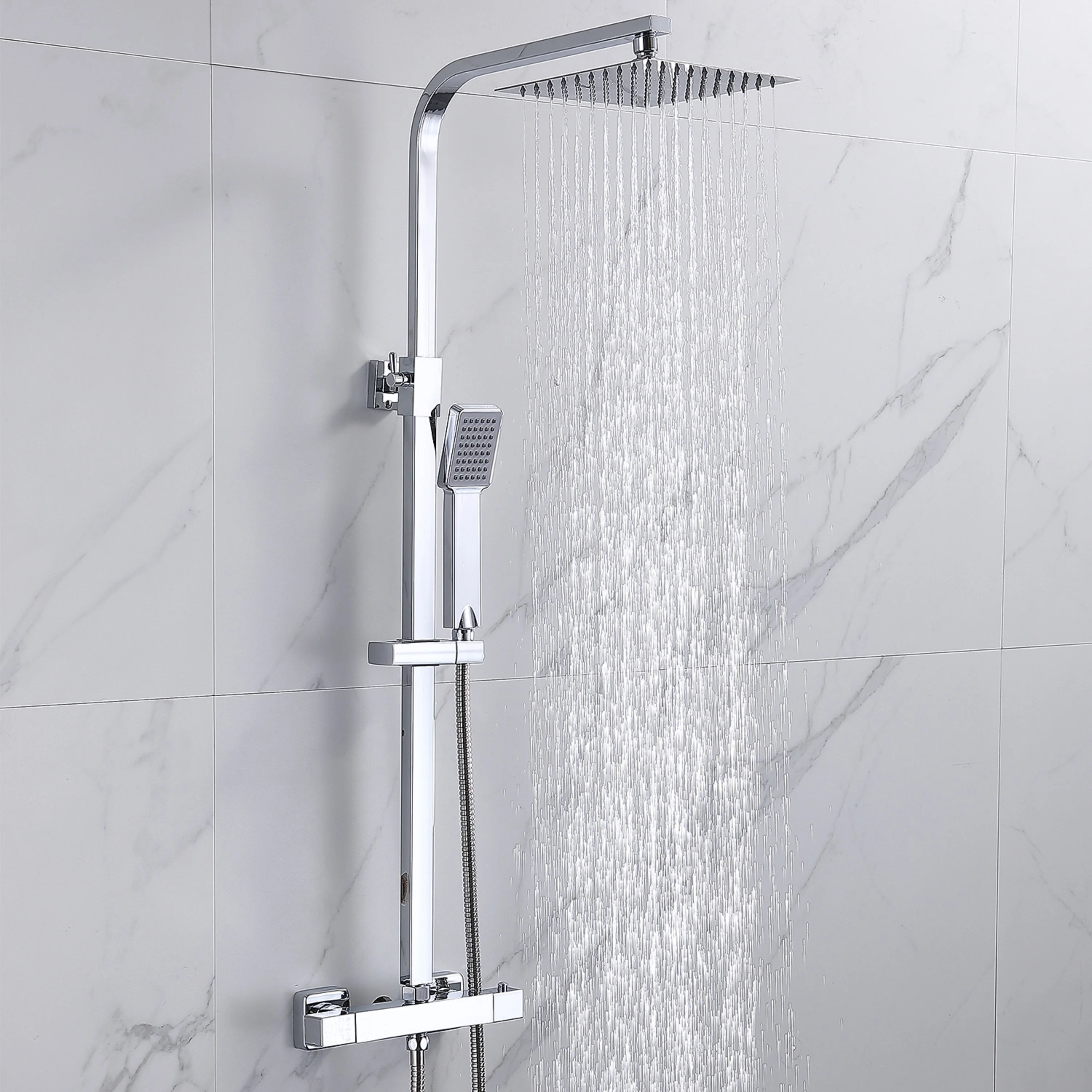 Aica shower column shower head with thermostat 80-120cm