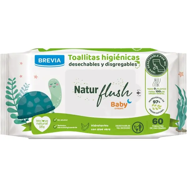 PACK AHORRO - 14 x 60 unidades Toallitas húmedas Natur flush Brevia
