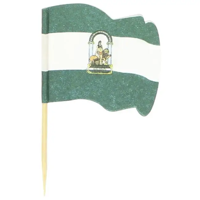 MONOUSO | Palillos bandera "Andalucía" 6,5cm (144 Uds)