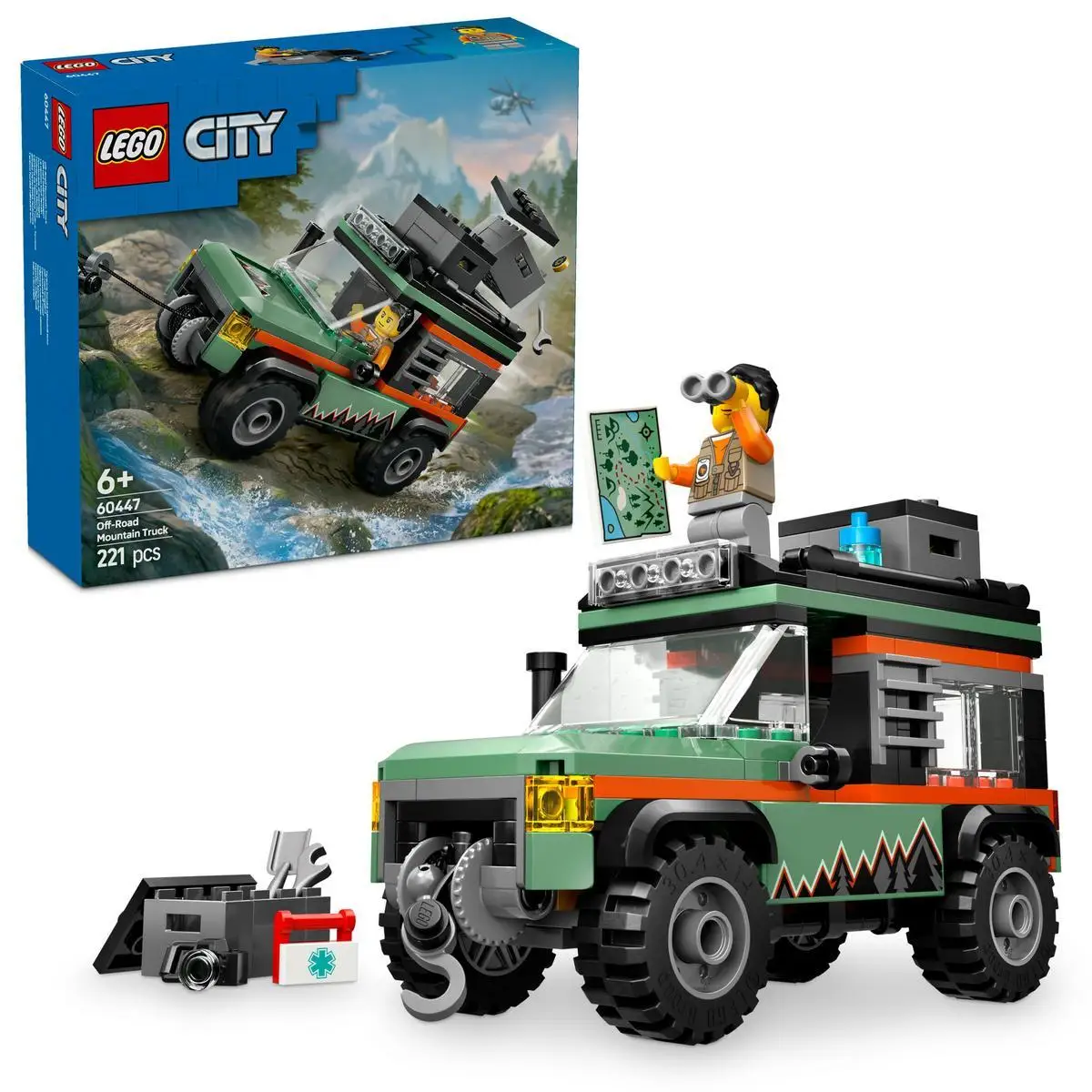 LEGO City Todoterreno 4×4 de Montaña Vehículo de Construcción de Juguete con Accesorios como Cámara