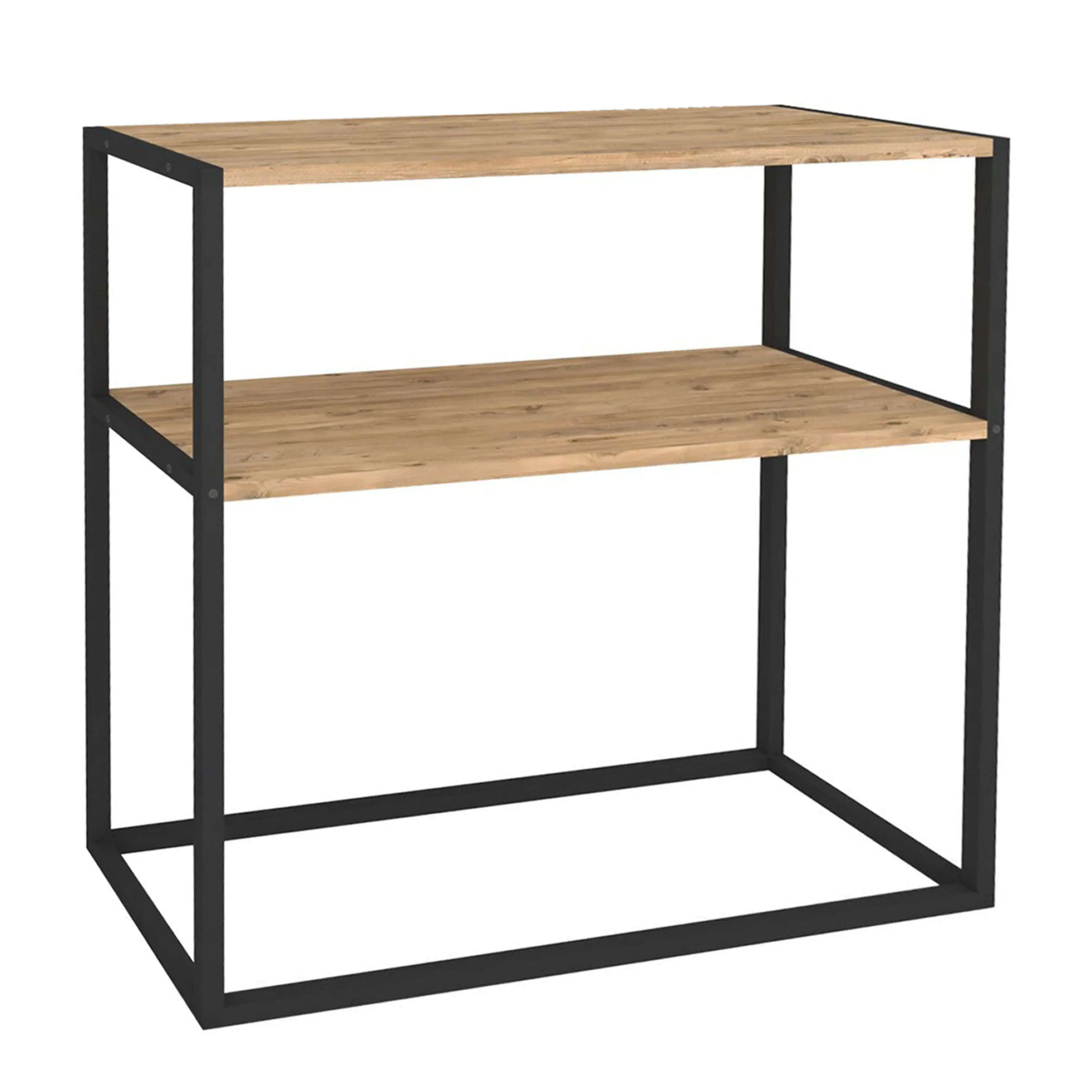 Miroytengo Mueble de Entrada Recibidor Rus con Base Inferior Estantes Negro y Roble Safir 90x90x34 cm