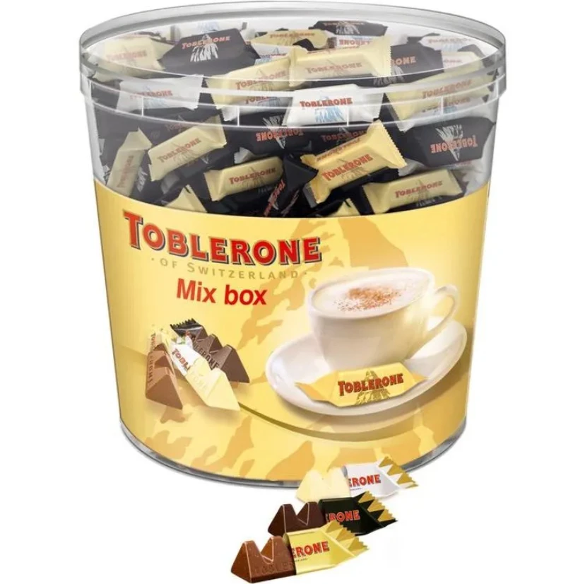 Toblerone Mini Surtido - 103 Unidades - Toblerone Mini Chocolate Suizo Mix de Sabores: Chocolate con Leche, Chocolate Blanco y Chocolate Negro con Nougat de Miel y Almendras 904g