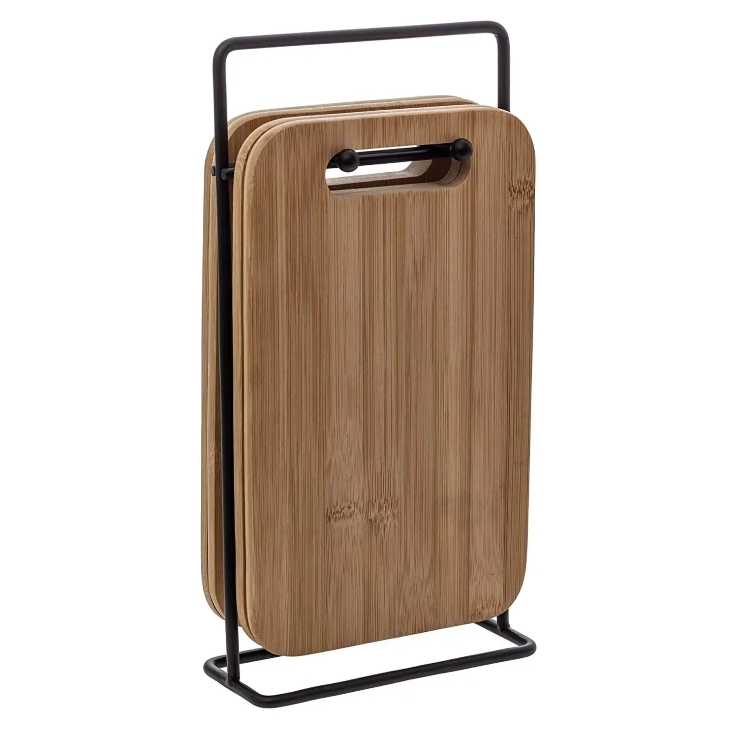 MAXHOME-Set De 4 Tablas Con Soporte De Bambú Five 14 X 0,7 X 22 Cm Marrón