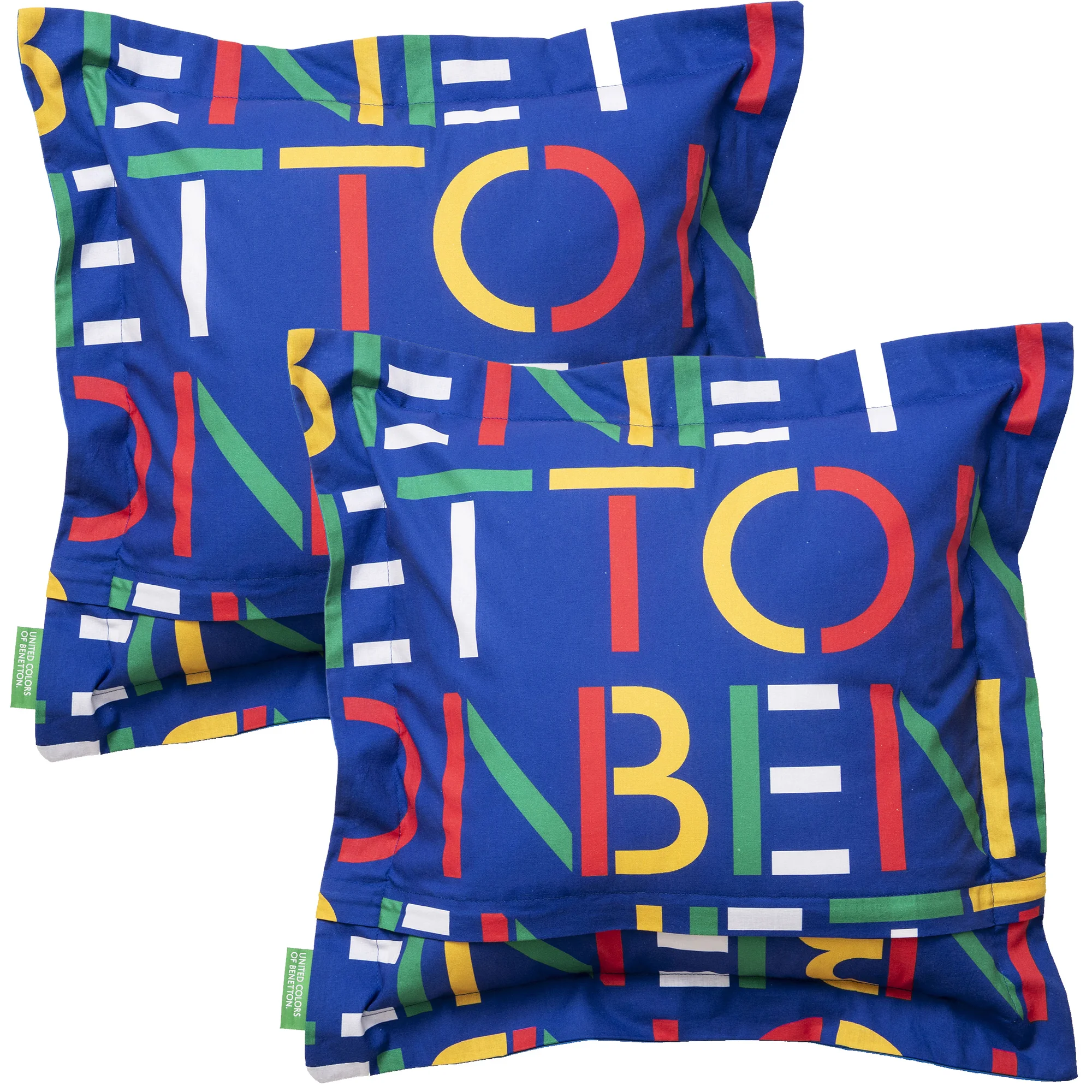 Pack de 2 cojines 100% de algodón color azul CASA BENETTON 30x30 cm