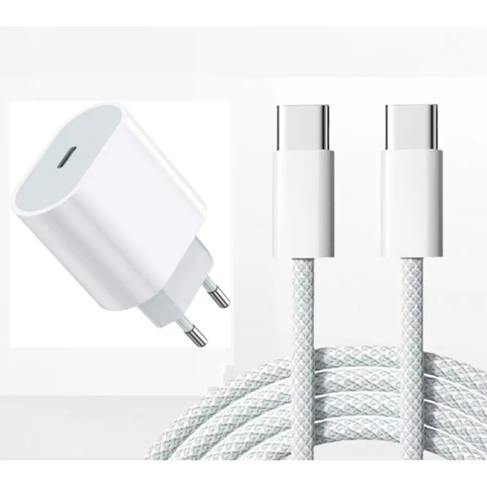 FGNS 25W  Cargador de Carga Rapida Tipo C con Cable USB C a USB C para tablet y movil y otros dispositivos de tipo C, 25W Cargador Rapido Enchufe Tipo C con Cable USB C a USB Cnailon trenzado, 60W, 5A