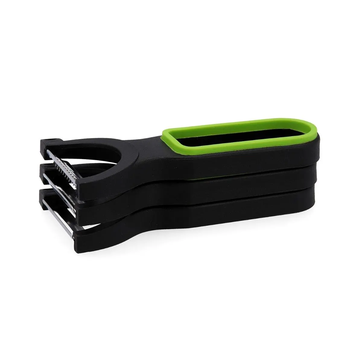 QUID VEGGY Set 3 peelers 19X10X5CM Green 3 different peelers cut