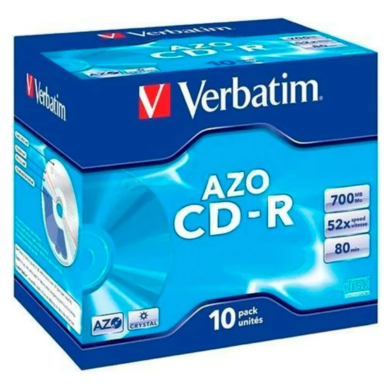 Pack De 10 Discos Verbatim Cd-r Azo Caja Ancha ( Precio X Caja 10 Unidades ) Az