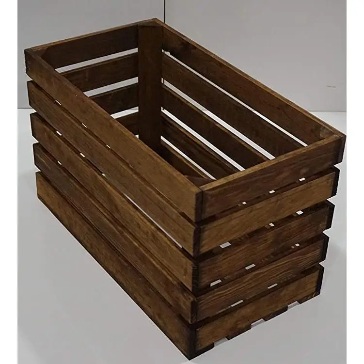 Cajón de Almacenamiento de Pino Tintado Nogal 49x29x26 - Estilo Rústico y Gran Capacidad