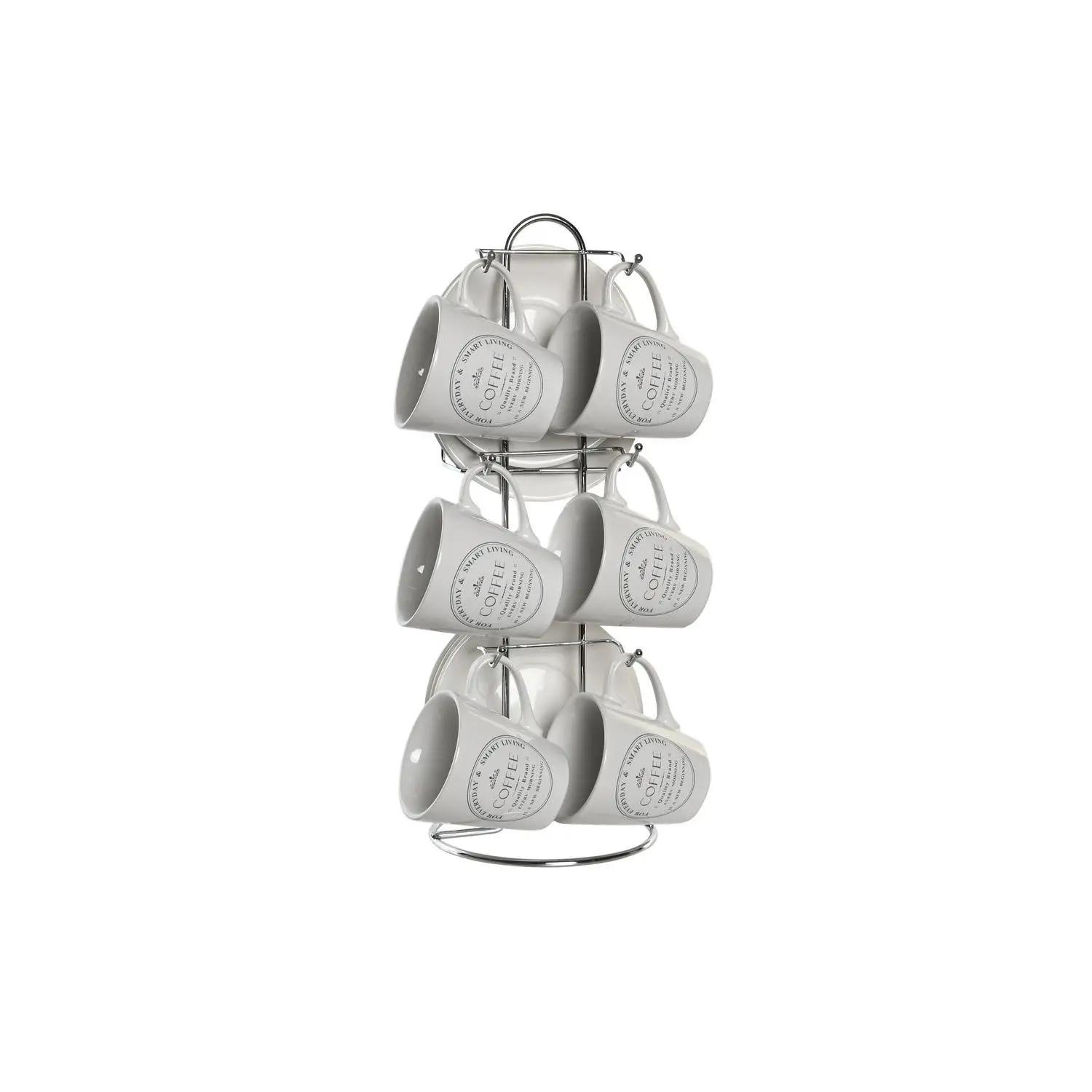 Cafe Set 6 Gres Metal 11X11X2 90Ml Blanco El mejor complemento para tu hogar  -Fijalo-
