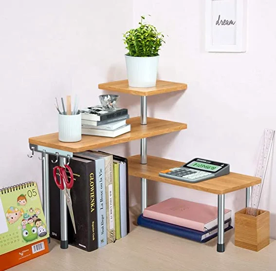 Plaza Tres Aguas-3 tiered bamboo corner shelf 43X39X18 CM