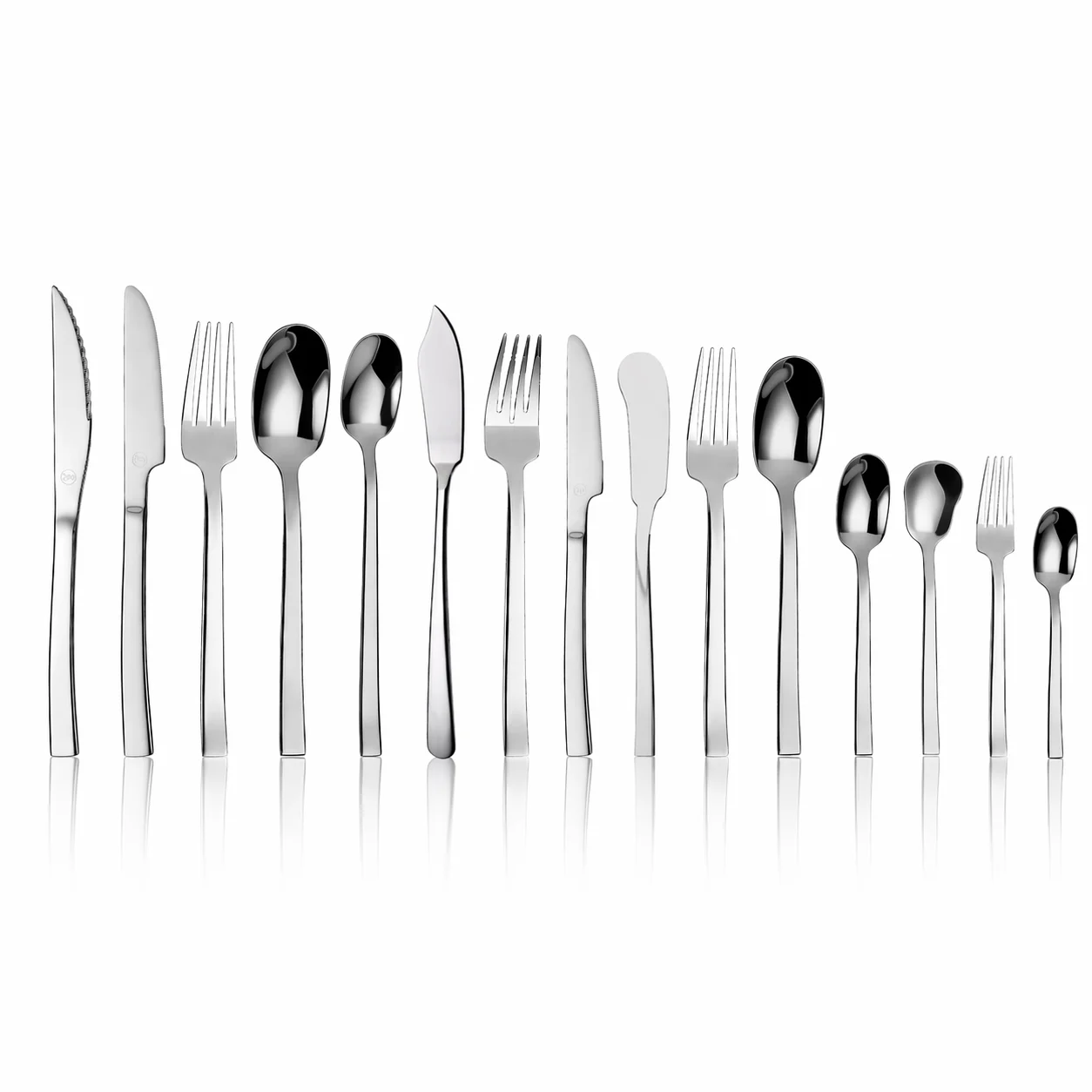 Mr.Spoon Serie Pala Set 12 Piezas Cubiertos Acero Inoxidable 18/0 Plata – Cuchillo de Carne, Tenedor, Cuchara de Sopa, Postre y Café – Cubertería Moderna Resistente Apta Lavavajillas para Cocina Hogar Restaurante