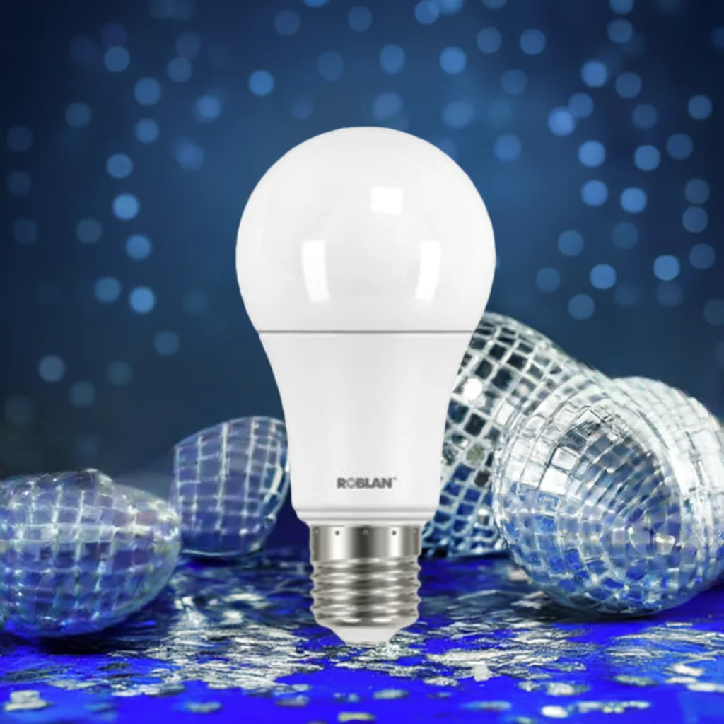 Roblan - Bombilla LED A60 8W 3000K E27 con 806 lm y 15.000 horas de duración para lámparas de techo, mesita de noche y salón, IP20, luces interiores eficientes