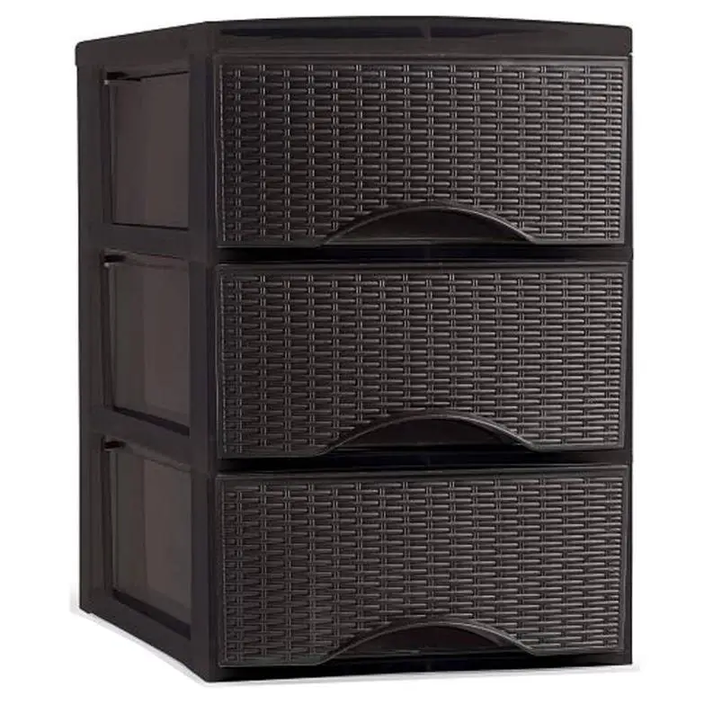 Plastic Forte DARK Wicker 3 Drawers 37X35X26CM-Easy Organization